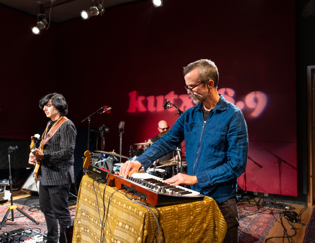 MIEN soundchecks before performing in Studio 1A on Feb. 6, 2025, at KUT Public Media Studios. William Whitworth/KUTX